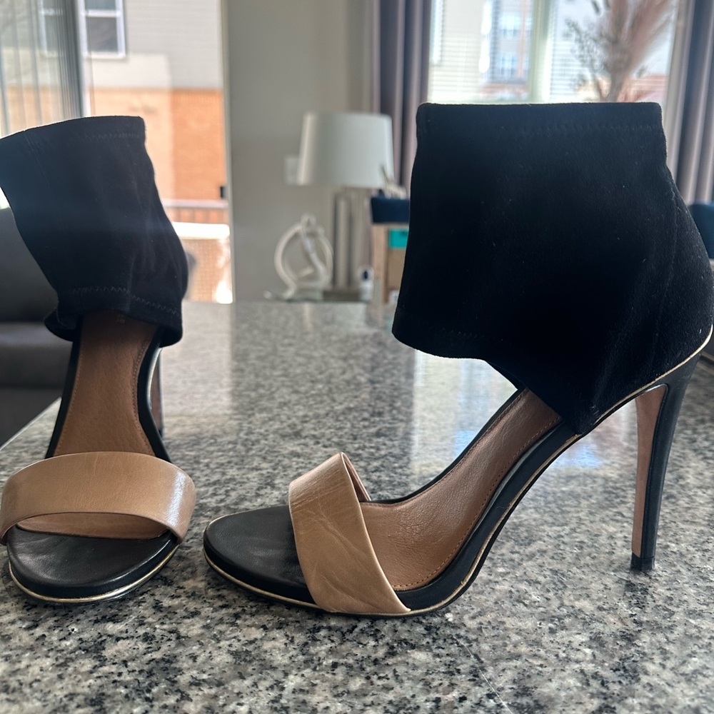 Coach Black and Tan High Heeled Sandals